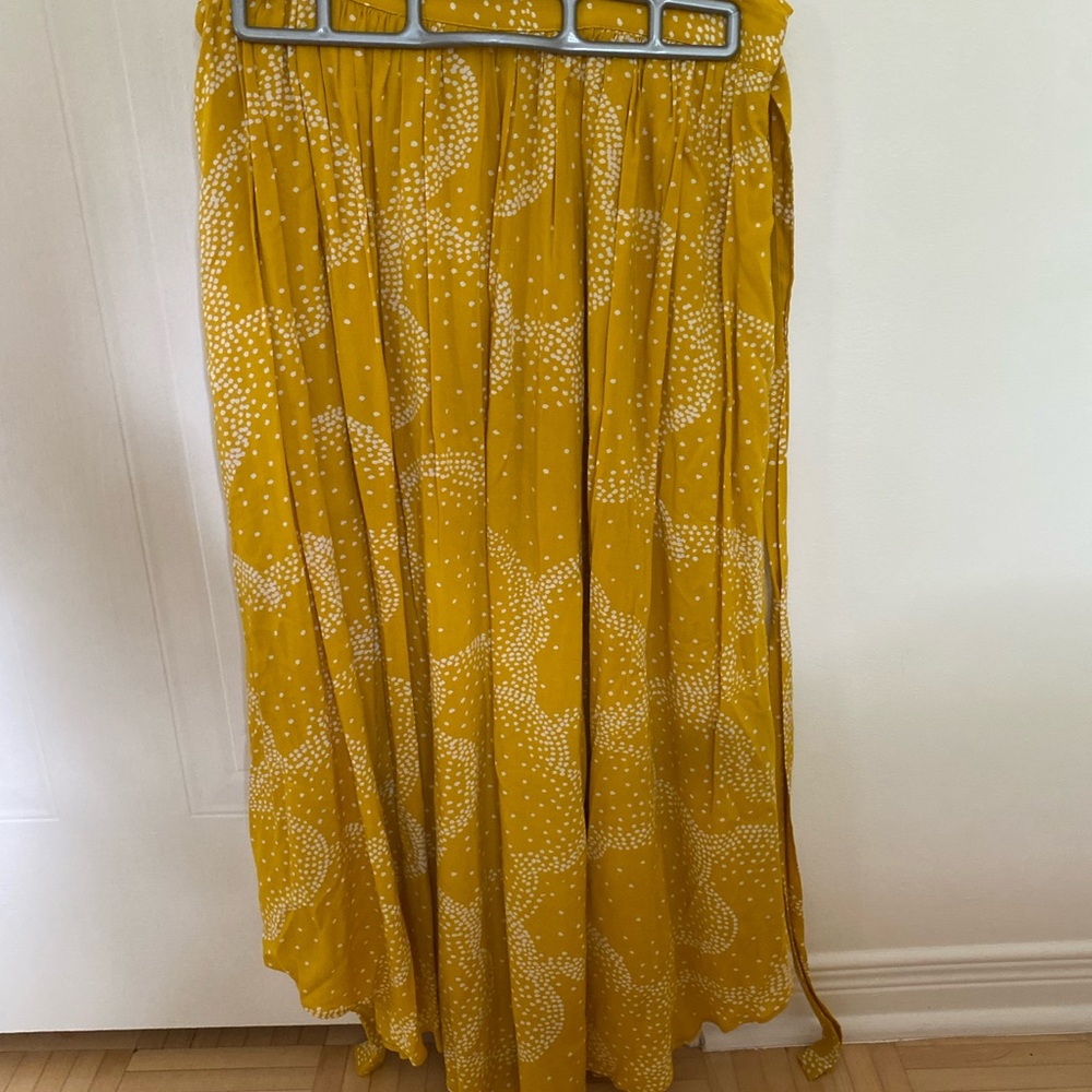 Anthropologie Yellow Printed A-Line Maxi Skirt